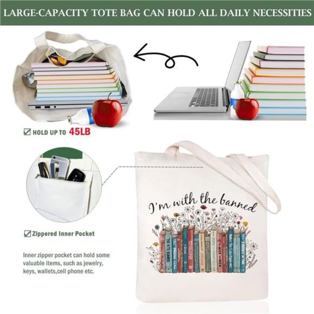 Canvas Tote Bag for Women Aesthetic Cute Cat Shopping Grocery Reusable Bag - Picture 6 of 7